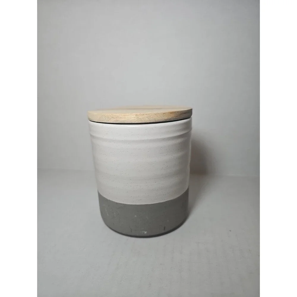 Bee & Willow Half-glazed Ceramic Stoneware Storage Canister with Airtight Lid